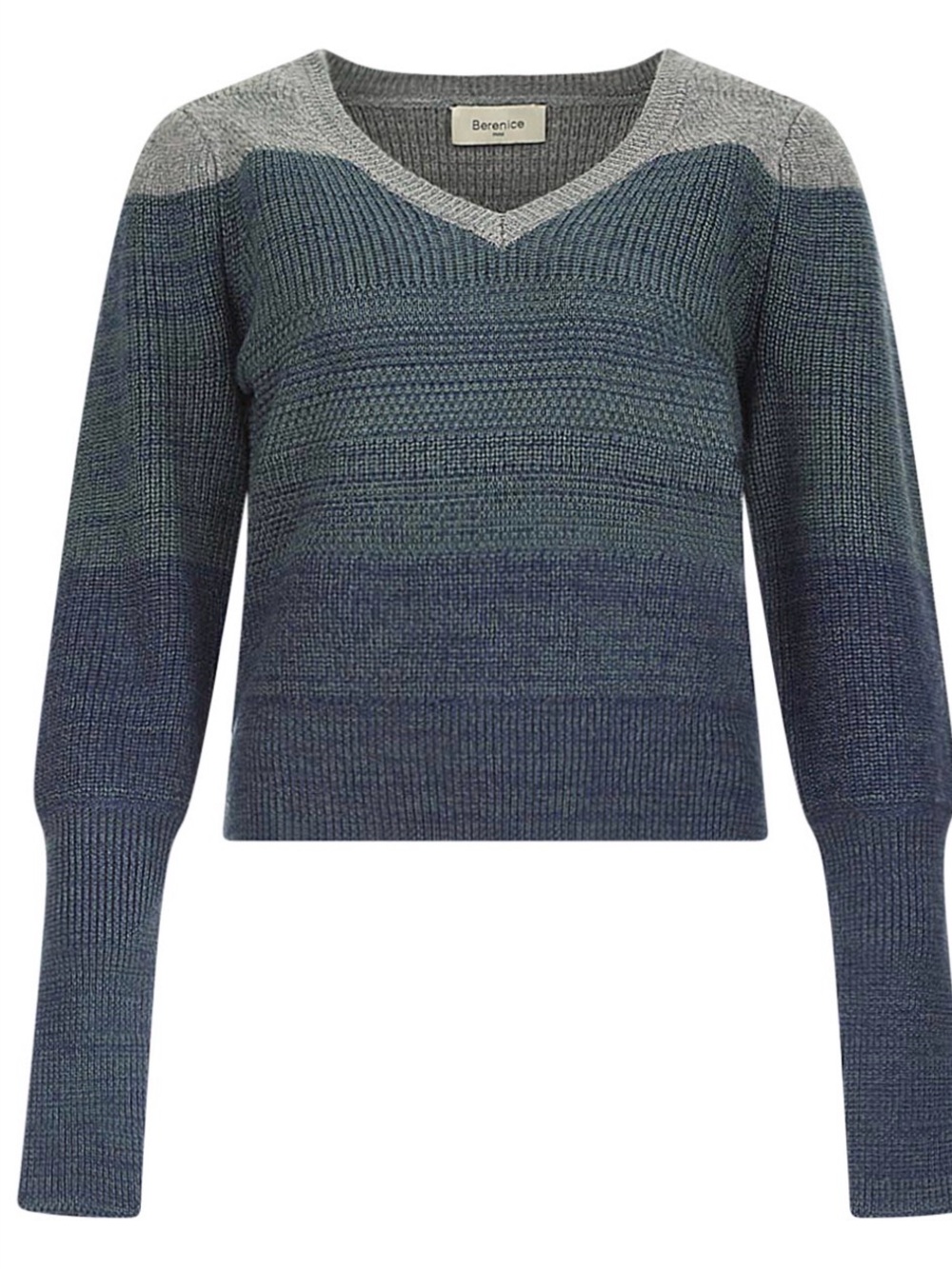 Berenice Gamina Merino Wool Sweater Color Block V-Neck Sweater Size XS